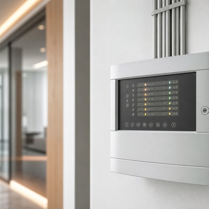 1d38OuSF5I3mViJvnNT5 gPJohRI63eQX Ústredňa elektrickej požiarnej signalizácie EPS na stene